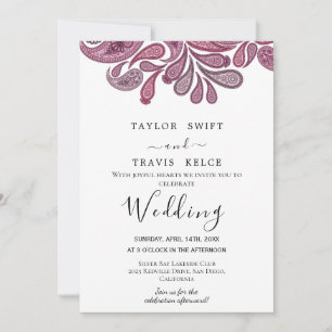 Indiase Paisley Gouden Trouw Uitnodiging