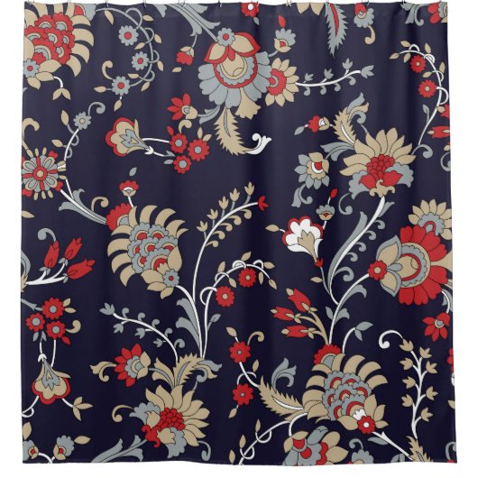 Indiase paisley, marine achtergrond, traditioneel. douchegordijn (Voorkant)