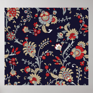 Indiase paisley, marine achtergrond, traditioneel. poster