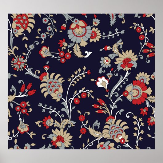 Indiase paisley, marine achtergrond, traditioneel. poster (Voorkant)