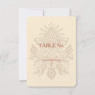 Indiase Paisley - Tafel Nummerkaart Kaart