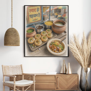 Indiase Pani Puri en Chaat-straatvoedsel Poster