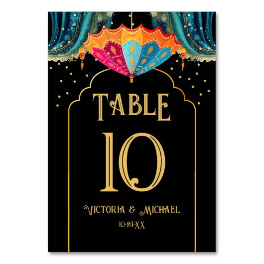 Indiase Parasols Trouwtafel nummerkaarten Kaart (Voorkant)