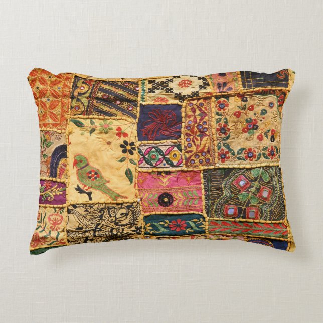 Indiase Patchwork: Hampi Market Cloth. Accent Kussen (Voorkant)