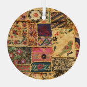 Indiase Patchwork: Hampi Market Cloth. Glas Ornament (Achterkant)