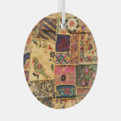 Indiase Patchwork: Hampi Market Cloth. Glas Ornament (Voorkant Rechts)