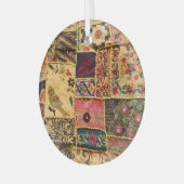 Indiase Patchwork: Hampi Market Cloth. Glas Ornament (Voorkant links)