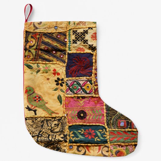 Indiase Patchwork: Hampi Market Cloth. Kleine Kerstsok (Voorkant)