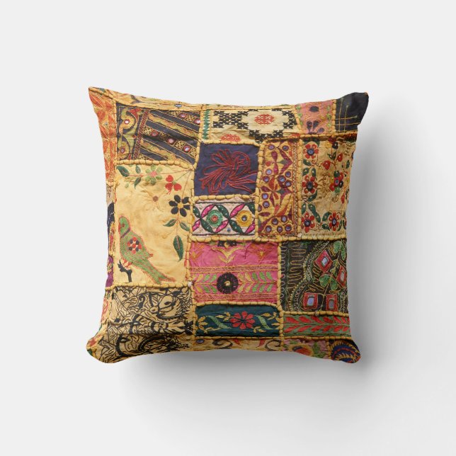 Indiase Patchwork: Hampi Market Cloth. Kussen (Voorkant)