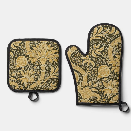 Indiase patroon, William Morris Ovenwant & Pannenlap Set (Voorkant)