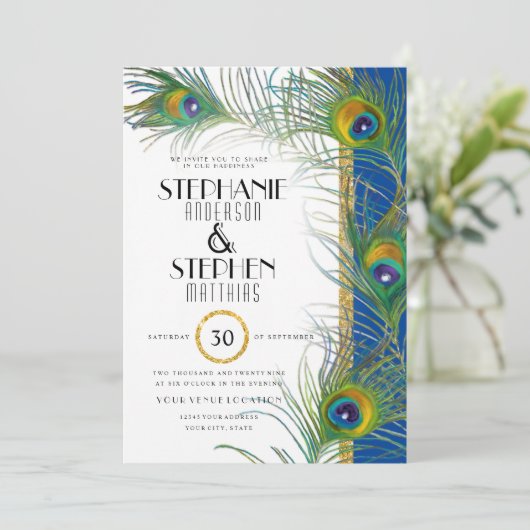 Indiase pauw draagt moderne gouden typografie kaart (Staand voorkant)