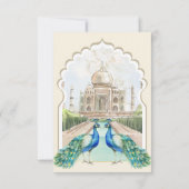 Indiase Pauw Goud Taj Mahal Esthetische bruiloft Bedankkaart (Achterkant)