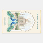 Indiase Pauw Goud Taj Mahal Esthetische bruiloft Rechthoekige Sticker (Voorkant)