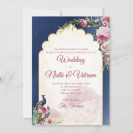 Indiase pauw-invitatie & hindoeistische trouwkaart kaart