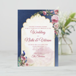 Indiase pauw-invitatie & hindoeistische trouwkaart kaart