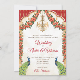 Indiase Pauw-invitatie & Hindu trouwkaarten Kaart