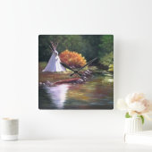 Indiase Pee-wandklok in het T-shirt Vierkante Klok (Huis)