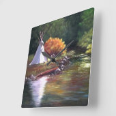 Indiase Pee-wandklok in het T-shirt Vierkante Klok (Hoek)