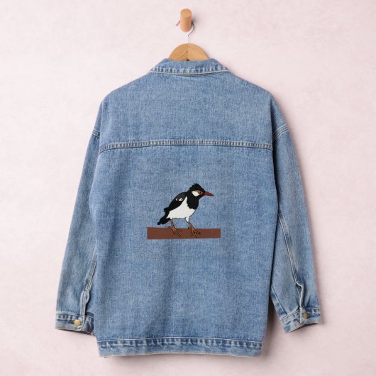 Indiase Pied Mina Vogelkunst Denim Jacket (Hangar)