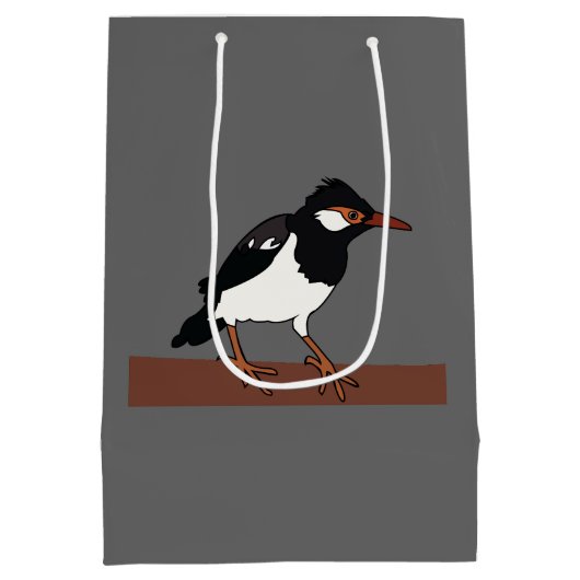 Indiase Pied Mina Vogelkunst Medium Cadeauzakje (Achterkant)