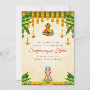 Indiase pooja uitnodiging Satyanarayan katha uitno