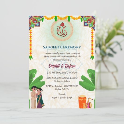 Indiase pre-bruiloft Sangeet ceremonie Kaart