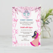 Indiase pre-bruiloft Sangeet ceremonie Kaart (Staand voorkant)