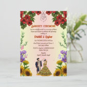 Indiase Pre bruiloft Sangeet ceremonie Kaart (Staand voorkant)