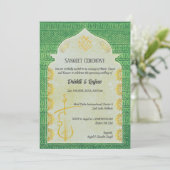 Indiase pre-bruiloft Sangeet ceremonie uitnodiging (Staand voorkant)