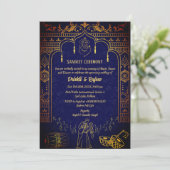 Indiase pre-bruiloft Sangeet ceremonie uitnodiging (Staand voorkant)