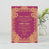 Indiase pre-bruiloft Sangeet ceremonie uitnodiging (Staand voorkant)