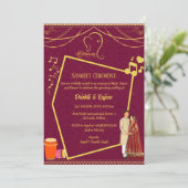 Indiase pre-bruiloft Sangeet ceremonie uitnodiging (Staand voorkant)