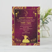 Indiase pre-bruiloft Sangeet ceremonie uitnodiging (Staand voorkant)
