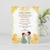 Indiase pre-bruiloft Sangeet ceremonie uitnodiging (Staand voorkant)