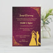 Indiase pre-bruiloft Sangeet ceremonie uitnodiging (Staand voorkant)