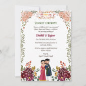 Indiase pre-bruiloft Sangeet ceremonie uitnodiging (Voorkant)