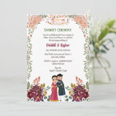 Indiase pre-bruiloft Sangeet ceremonie uitnodiging (Staand voorkant)