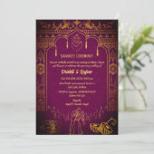 Indiase pre-bruiloft Sangeet ceremonie uitnodiging (Staand voorkant)