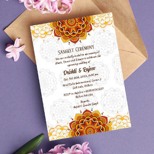 Indiase pre-bruiloft Sangeet ceremonie uitnodiging