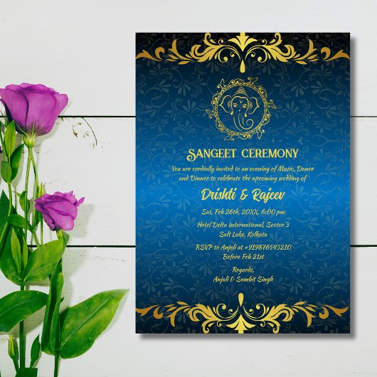 Indiase pre-bruiloft Sangeet ceremonie uitnodiging