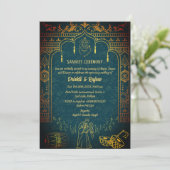 Indiase pre-bruiloft Sangeet ceremonie uitnodiging (Staand voorkant)