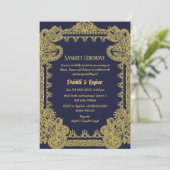 Indiase pre-bruiloft Sangeet ceremonie uitnodiging (Staand voorkant)