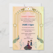 Indiase pre-bruiloft Sangeet ceremonie uitnodiging (Voorkant)