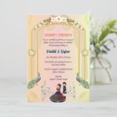 Indiase pre-bruiloft Sangeet ceremonie uitnodiging (Staand voorkant)