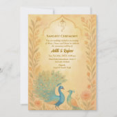 Indiase pre-bruiloft Sangeet Ceremony Pauw Bloemen Kaart (Voorkant)