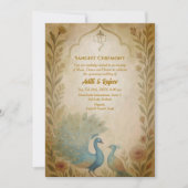 Indiase pre-bruiloft Sangeet Ceremony Pauw Bloemen Kaart (Voorkant)