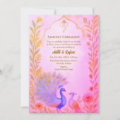 Indiase pre-bruiloft Sangeet Ceremony Pauw Bloemen Kaart (Voorkant)