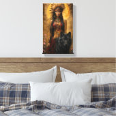Indiase prinses loopt met haar wolfbewaker canvas afdruk (Insitu (Slaapkamer))