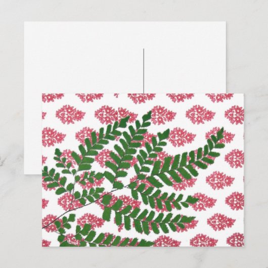 Indiase print Pink & Fern Briefkaart (Voorkant / Achterkant)