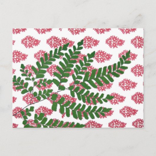 Indiase print Pink & Fern Briefkaart (Voorkant)